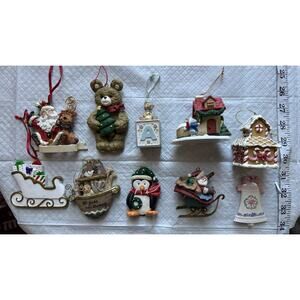 Grand Sales Set Of 10 Christmas Trees Ornaments Santa Bears Penguins Deer sleigh